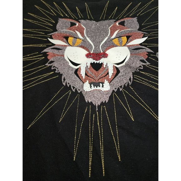 Aeropostale Embroidered Beaded Cat Feline Graphic Crewneck Sweatshirt Sz Medium - Picture 4 of 10